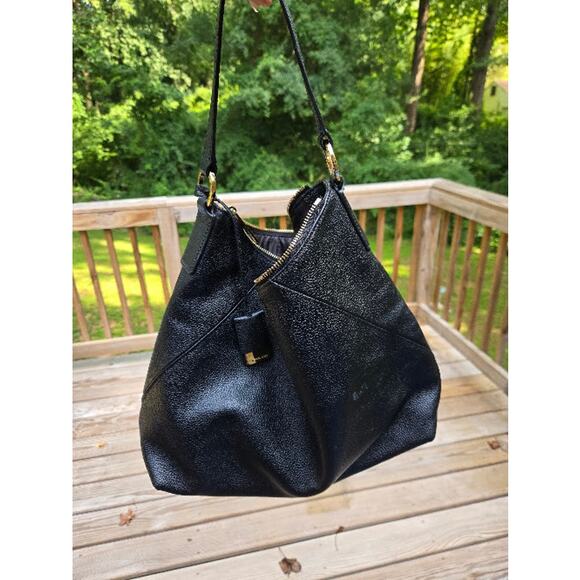 Michael Kors Karson Large Pebbled Leather Shoulder Bag  Black Purse Gold Hardwar - Picture 3 of 15